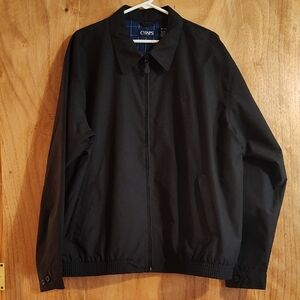 *Like New* Chaps Replenish Microfiber Zip Golf Jacket Black Navy Plaid Lined XL